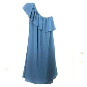 One Shoulder dusty blue dress